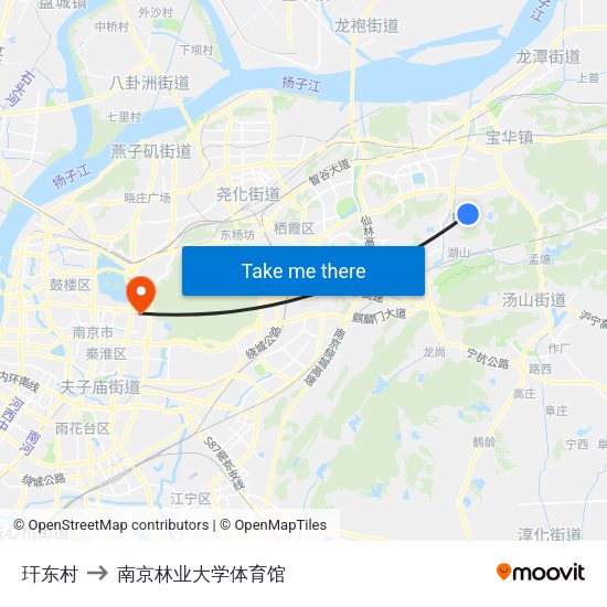 玕东村 to 南京林业大学体育馆 map