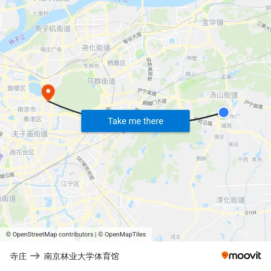 寺庄 to 南京林业大学体育馆 map