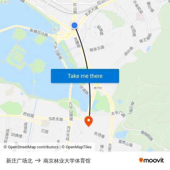 新庄广场北 to 南京林业大学体育馆 map