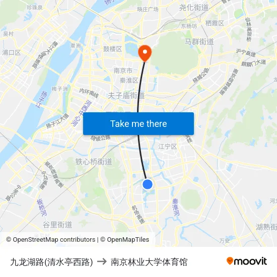 九龙湖路(清水亭西路) to 南京林业大学体育馆 map