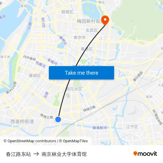 春江路东站 to 南京林业大学体育馆 map