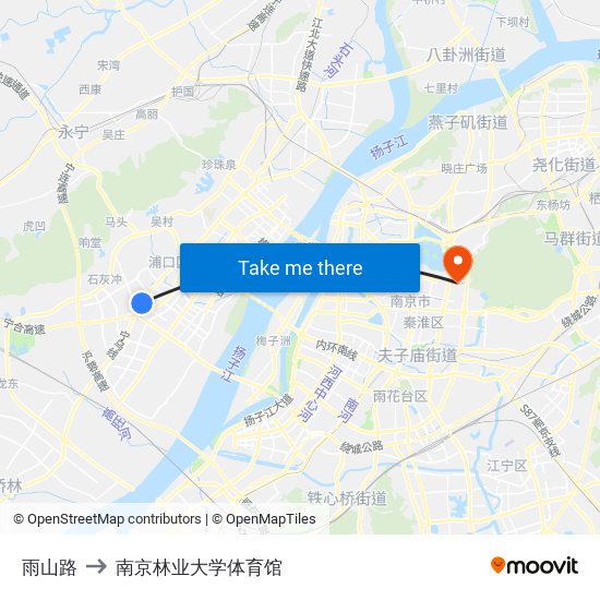 雨山路 to 南京林业大学体育馆 map