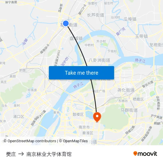 樊庄 to 南京林业大学体育馆 map
