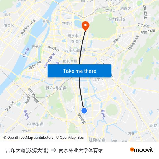 吉印大道(苏源大道) to 南京林业大学体育馆 map