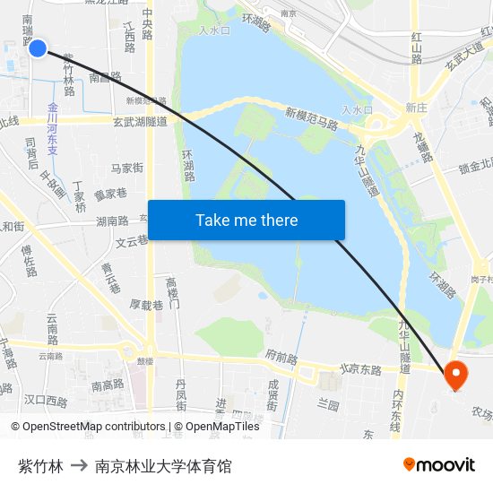 紫竹林 to 南京林业大学体育馆 map