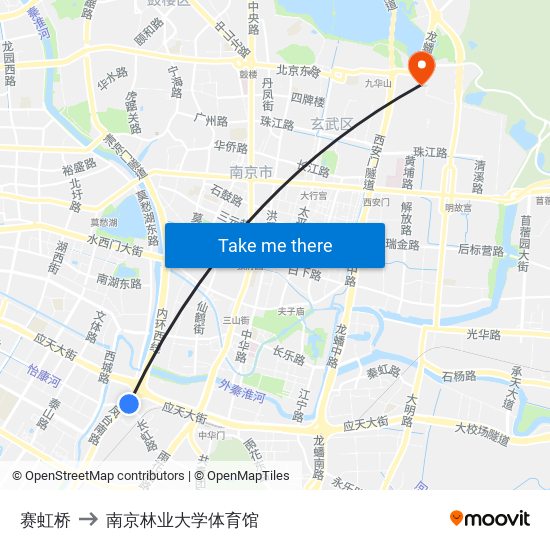 赛虹桥 to 南京林业大学体育馆 map