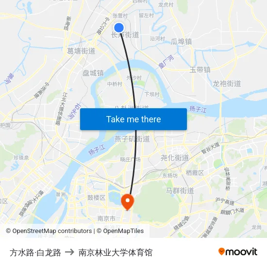 方水路·白龙路 to 南京林业大学体育馆 map