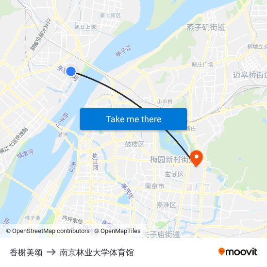 香榭美颂 to 南京林业大学体育馆 map