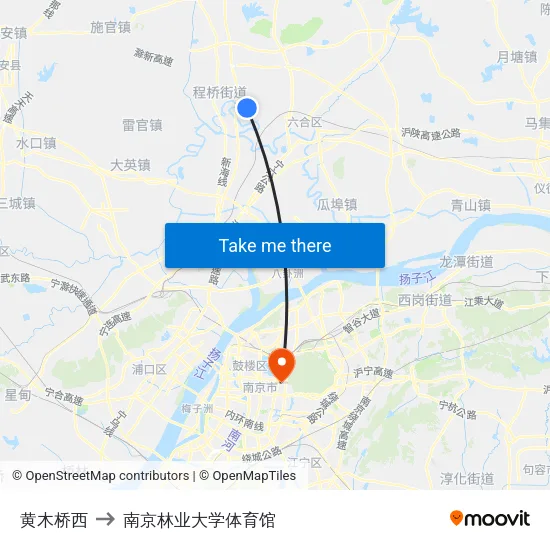 黄木桥西 to 南京林业大学体育馆 map