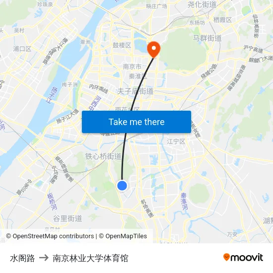 水阁路 to 南京林业大学体育馆 map