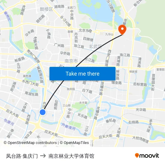 凤台路·集庆门 to 南京林业大学体育馆 map