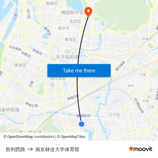 胜利西路 to 南京林业大学体育馆 map