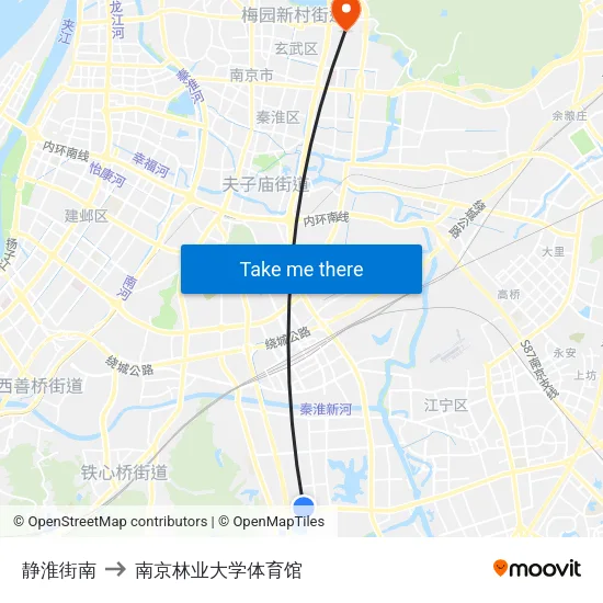 静淮街南 to 南京林业大学体育馆 map