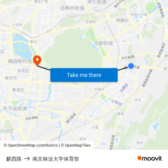 麒西路 to 南京林业大学体育馆 map