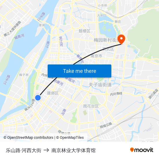 乐山路·河西大街 to 南京林业大学体育馆 map