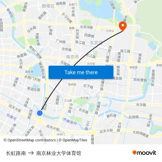 长虹路南 to 南京林业大学体育馆 map