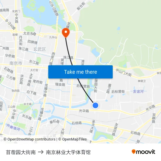 苜蓿园大街南 to 南京林业大学体育馆 map