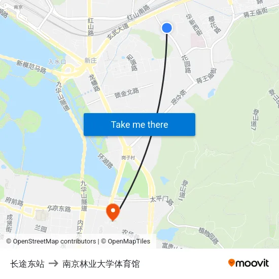 长途东站 to 南京林业大学体育馆 map