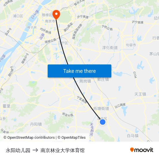 永阳幼儿园 to 南京林业大学体育馆 map