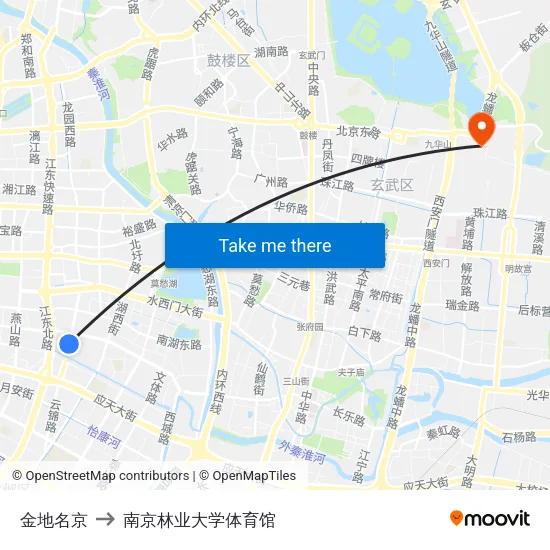 金地名京 to 南京林业大学体育馆 map