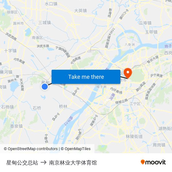 星甸公交总站 to 南京林业大学体育馆 map