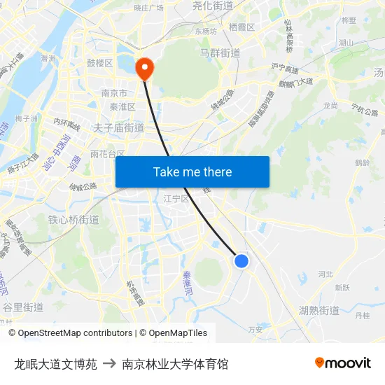 龙眠大道文博苑 to 南京林业大学体育馆 map