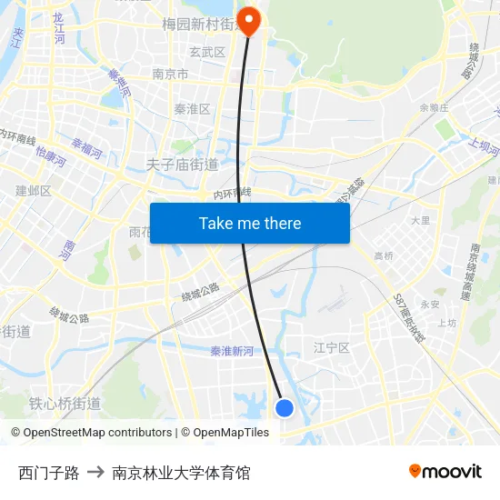 西门子路 to 南京林业大学体育馆 map