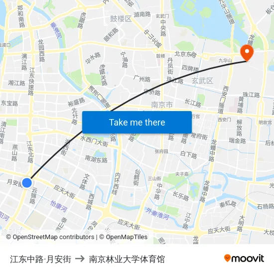 江东中路·月安街 to 南京林业大学体育馆 map