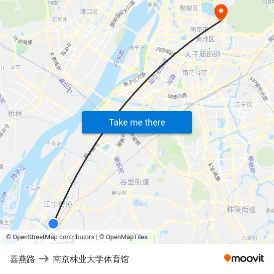 喜燕路 to 南京林业大学体育馆 map