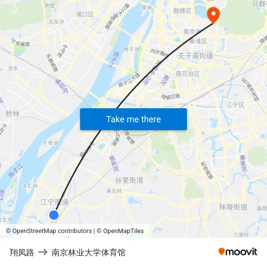 翔凤路 to 南京林业大学体育馆 map