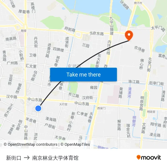 新街口 to 南京林业大学体育馆 map