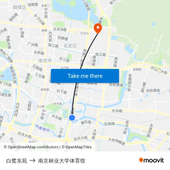 白鹭东苑 to 南京林业大学体育馆 map