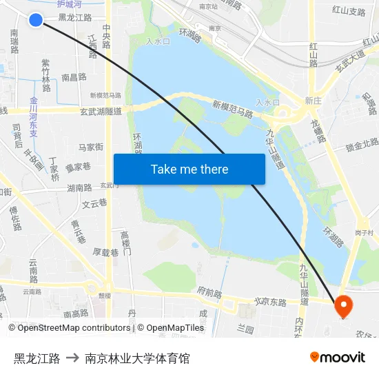 黑龙江路 to 南京林业大学体育馆 map
