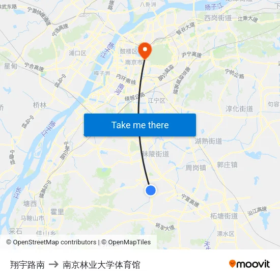翔宇路南 to 南京林业大学体育馆 map