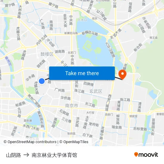 山阴路 to 南京林业大学体育馆 map