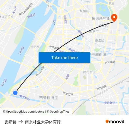秦新路 to 南京林业大学体育馆 map