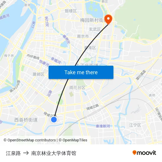 江泉路 to 南京林业大学体育馆 map