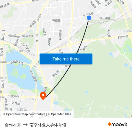 合作村东 to 南京林业大学体育馆 map