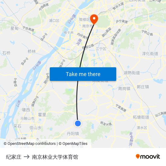 纪家庄 to 南京林业大学体育馆 map