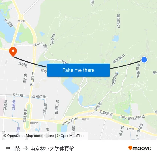中山陵 to 南京林业大学体育馆 map