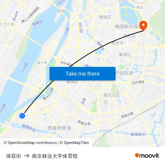 保双街 to 南京林业大学体育馆 map
