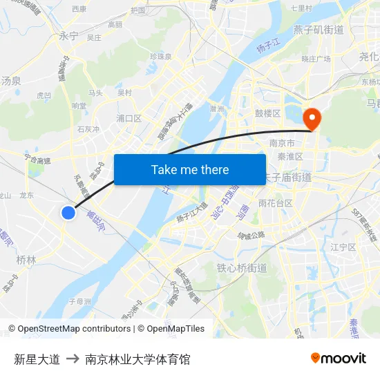 新星大道 to 南京林业大学体育馆 map