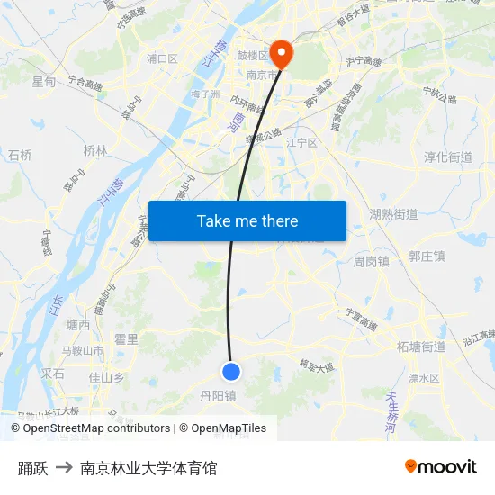 踊跃 to 南京林业大学体育馆 map