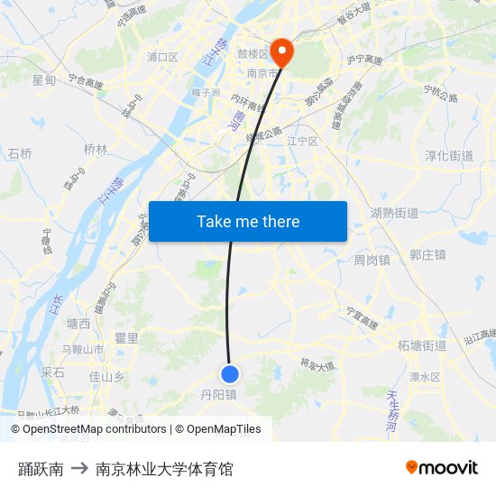 踊跃南 to 南京林业大学体育馆 map