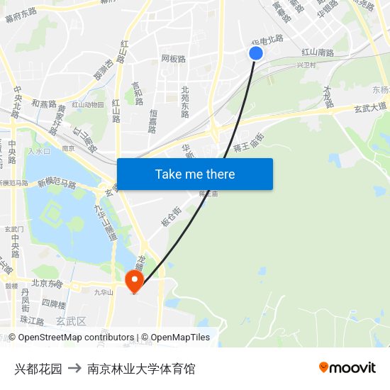 兴都花园 to 南京林业大学体育馆 map