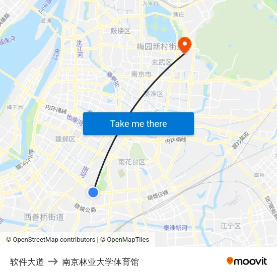 软件大道 to 南京林业大学体育馆 map