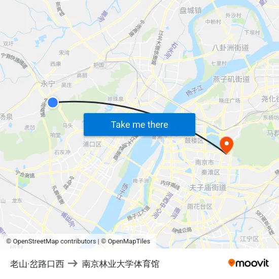 老山·岔路口西 to 南京林业大学体育馆 map