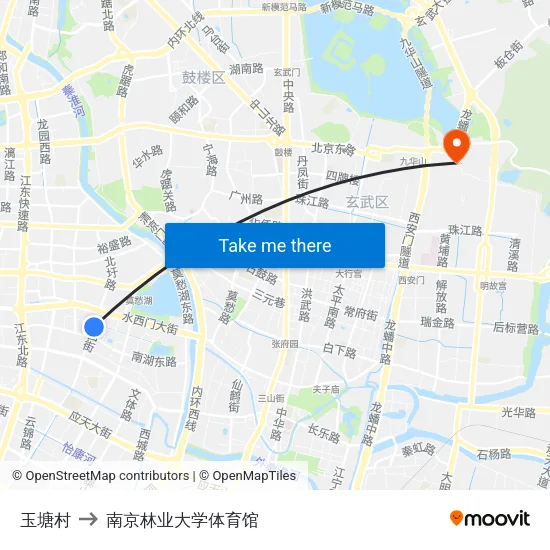 玉塘村 to 南京林业大学体育馆 map