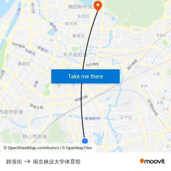 静淮街 to 南京林业大学体育馆 map