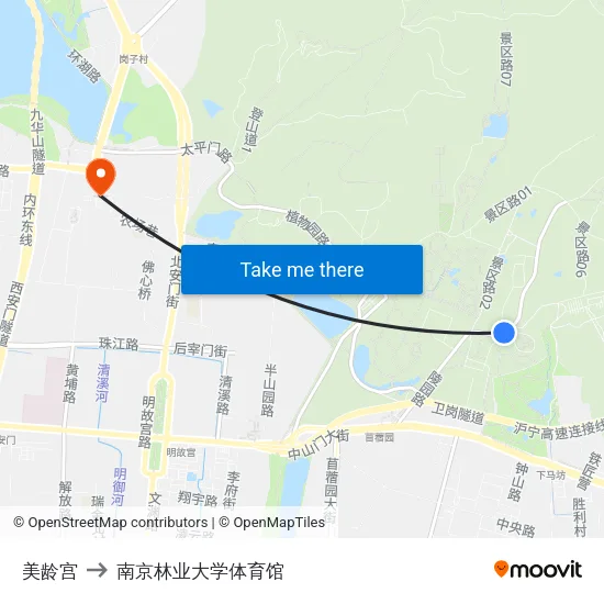美龄宫 to 南京林业大学体育馆 map